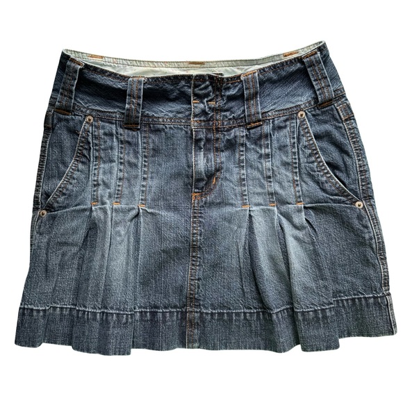 Jacob Dresses & Skirts - Jacob Connexion Vintage Y2K Dark Blue Denim Pleated Mini Skirt Size 3/4 Jean